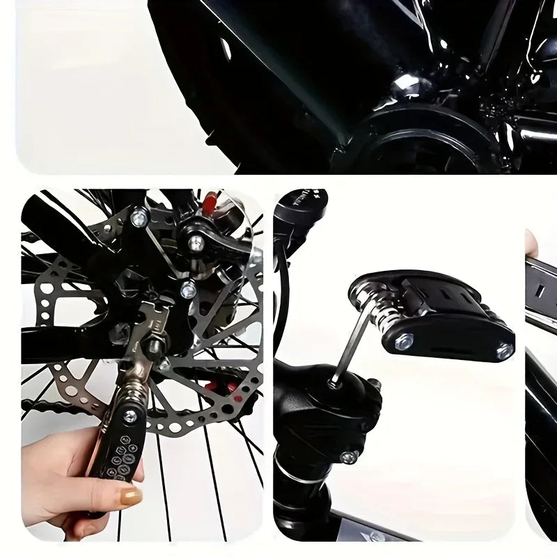 Multitool gebruikt bij het afstellen van een fiets
