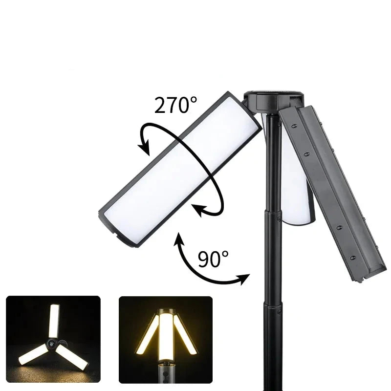 Shustar-Campinglampe mit um 270° drehbarem und 90° neigbarem Lampenkopf