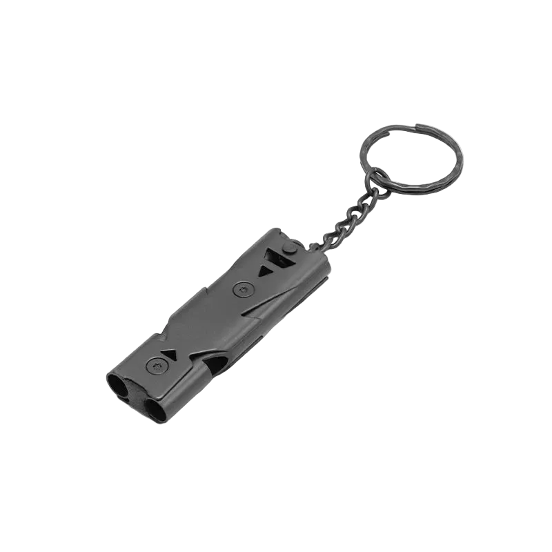 Black emergency whistle with key ring