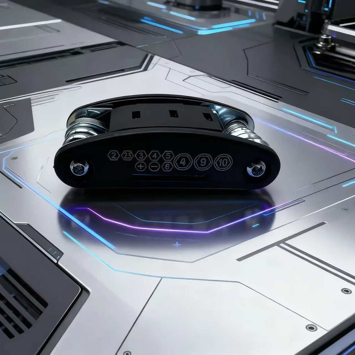 Ingeklapte zwarte multitool