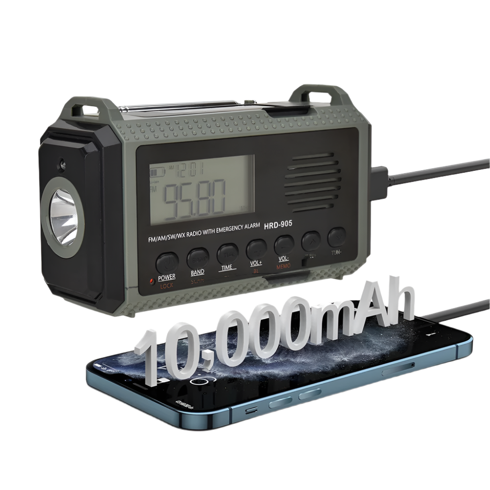 Notfallradio mit 10.000 mAh lädt ein Telefon