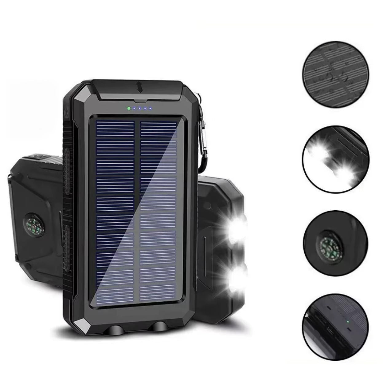 Alfa Survival Zonne-energie Powerbank | 20.000 mAh |Zaklamp | Solar Powerbank