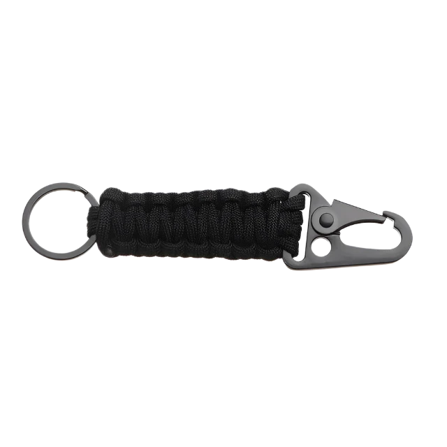 Black paracord keychain with carabiner