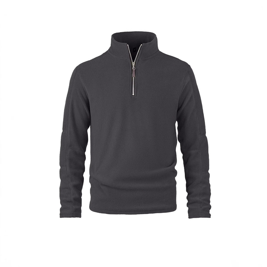 Grijze fleece trui met opstaande kraag