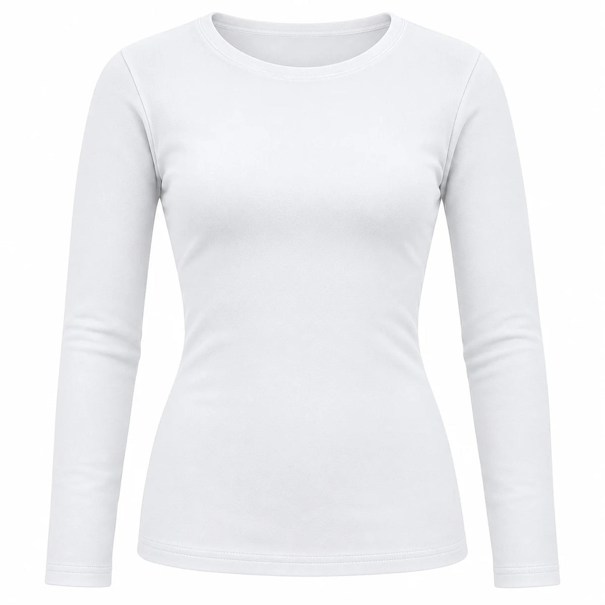 Thermoshirt dames wit - voorkant met ronde hals