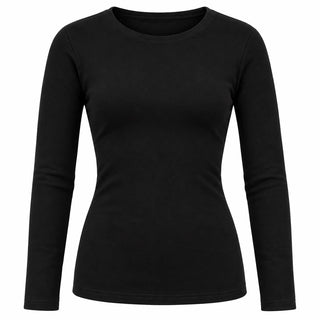 Thermoshirt dames winter zwart - voorkant met ronde hals