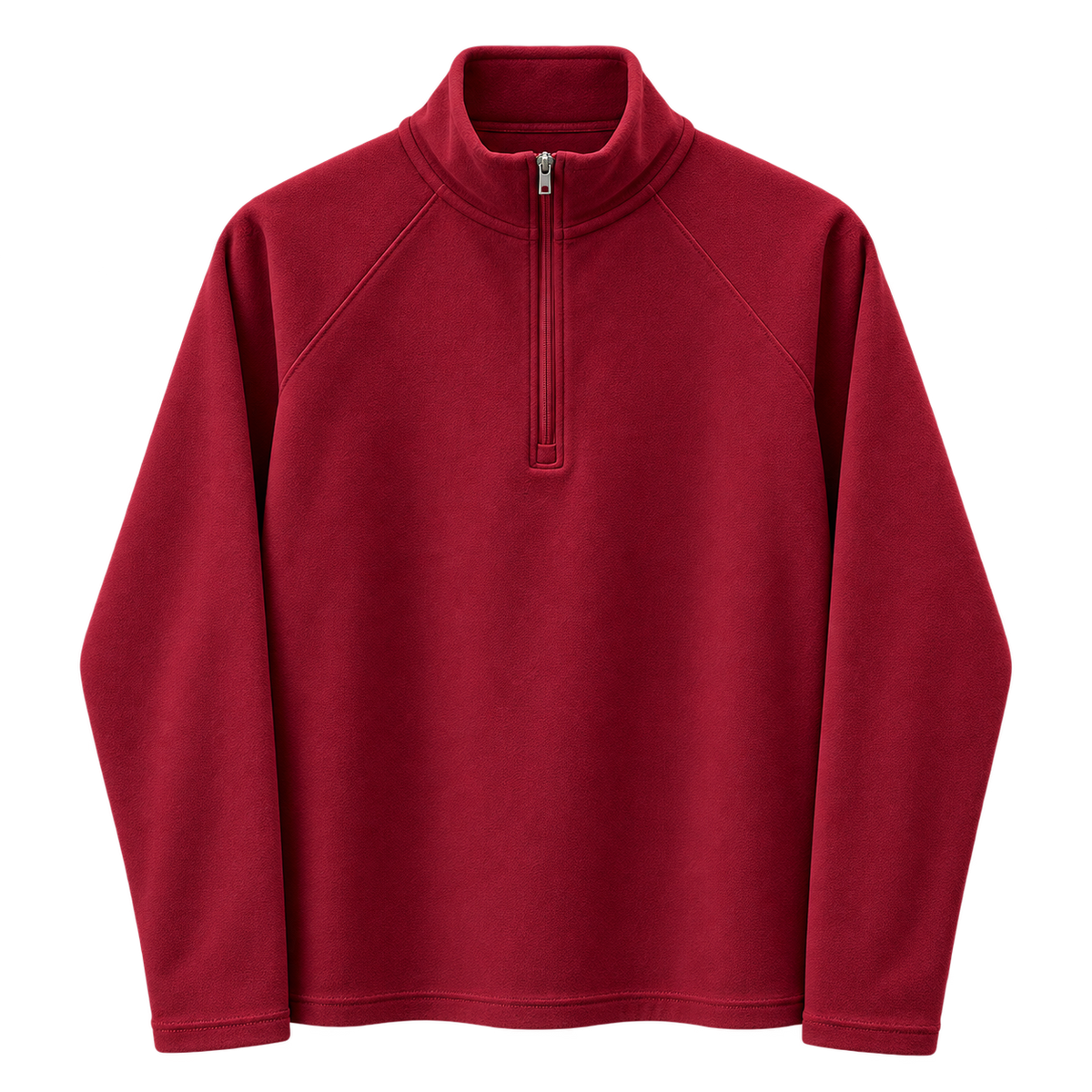 Bordeauxrood half zip fleece sweatshirt voor heren met korte rits – vooraanzicht