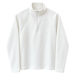 Wit half zip fleece sweatshirt voor heren met korte rits – vooraanzicht