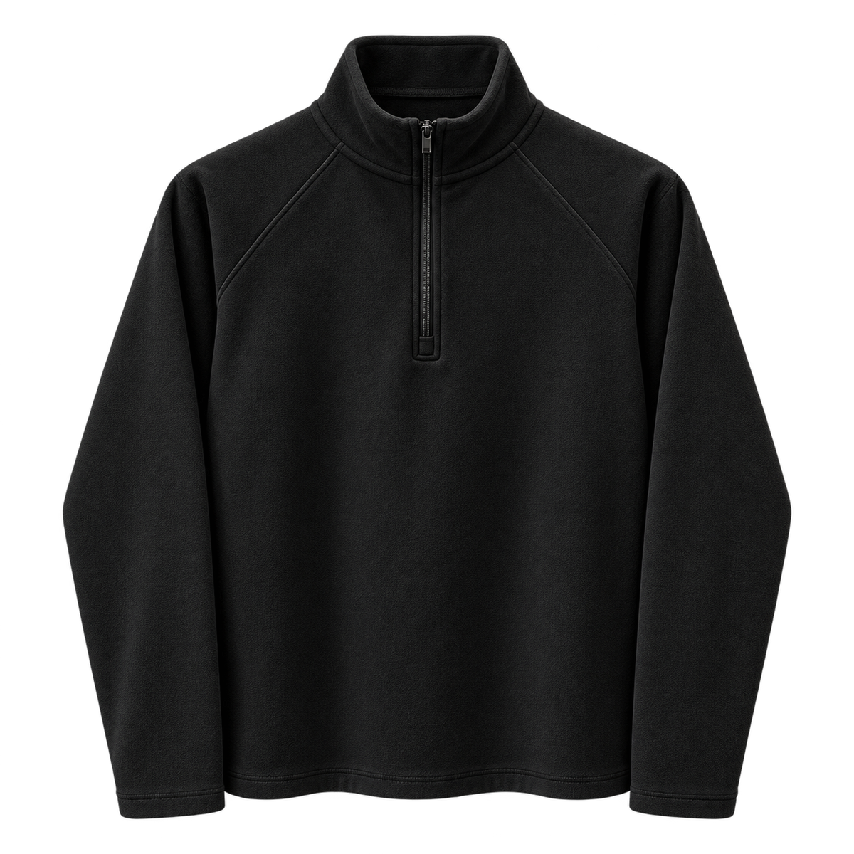 Zwart half zip fleece sweatshirt voor heren met korte rits – vooraanzicht