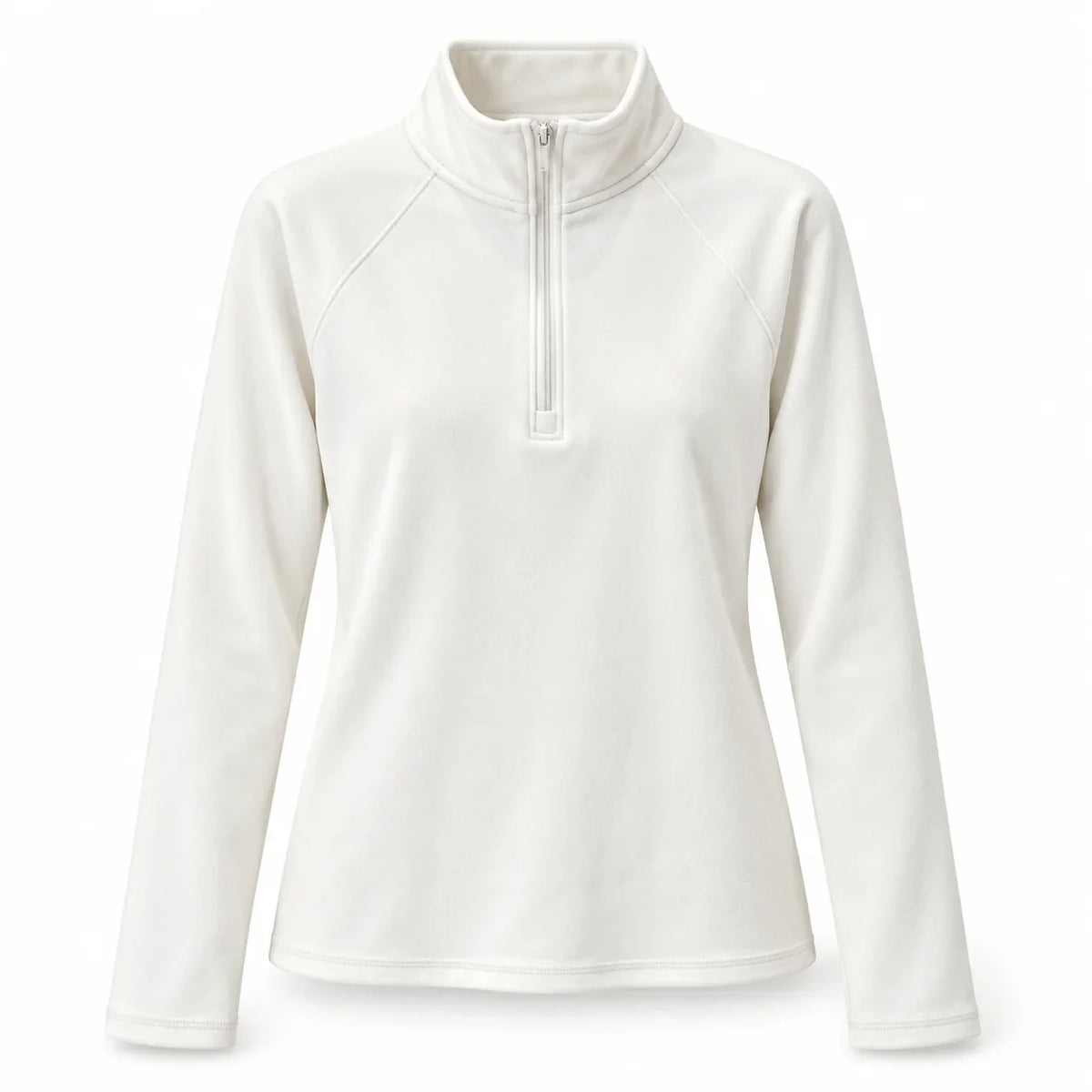 Fleece half-zip dames – gebroken wit, voorkant