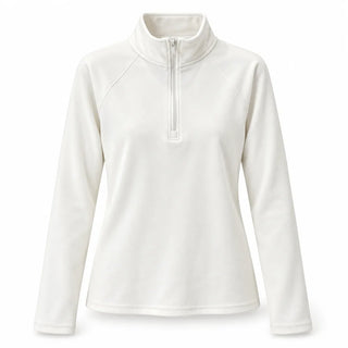 Fleece half-zip dames – gebroken wit, voorkant