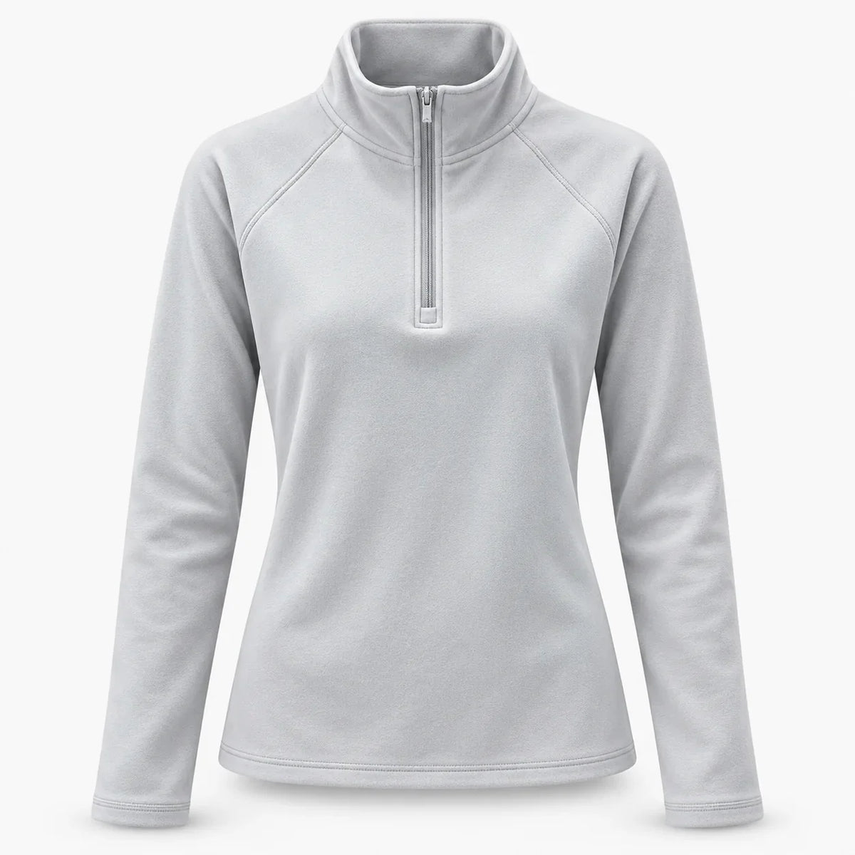Fleece half-zip dames – lichtgrijs, voorkant