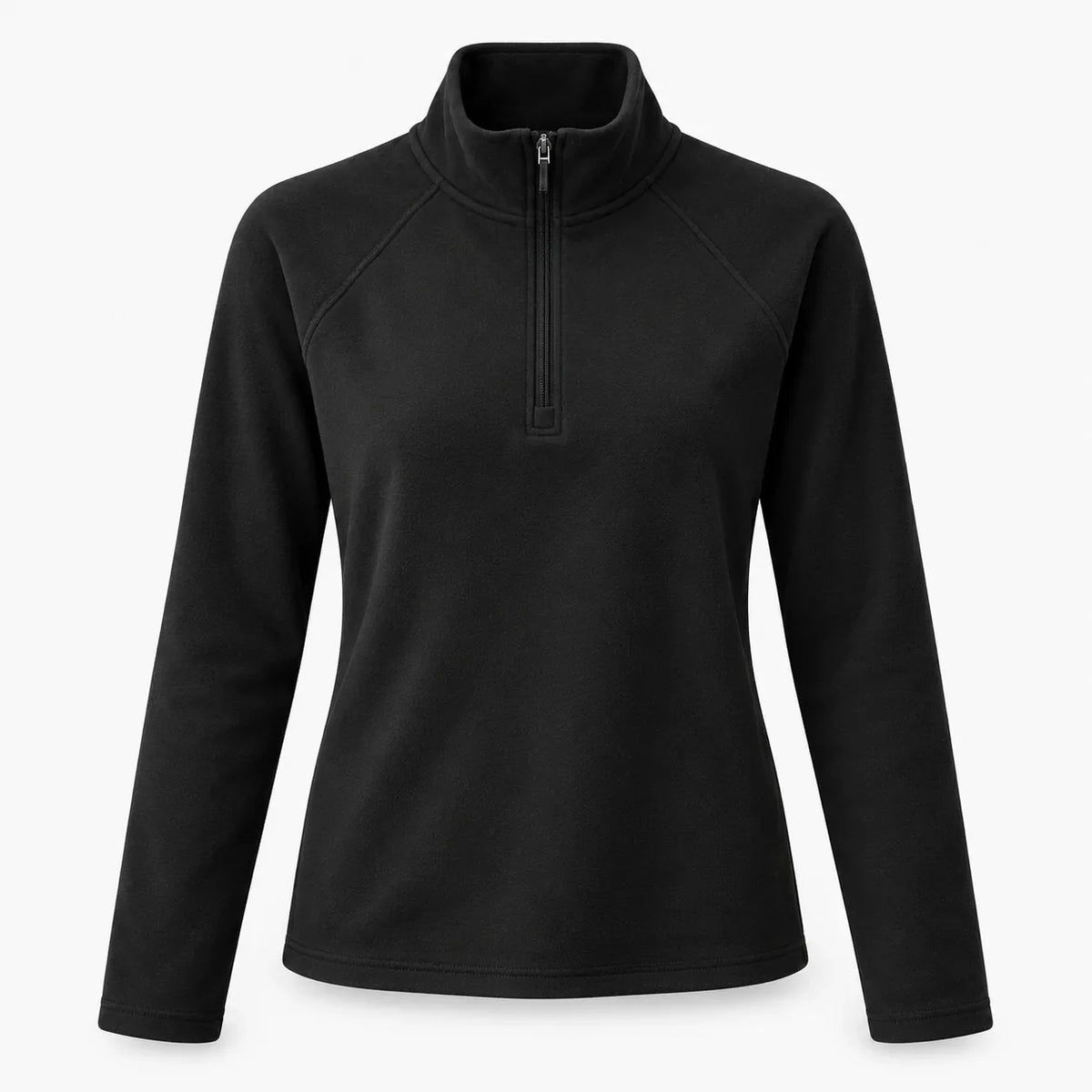Fleece half-zip dames – zwart, voorkant