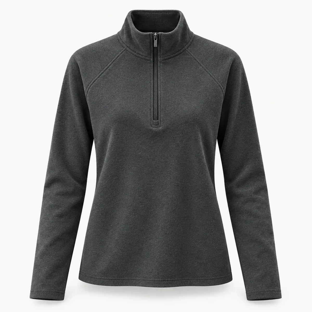 Fleece half-zip dames – donkergrijs, voorkant