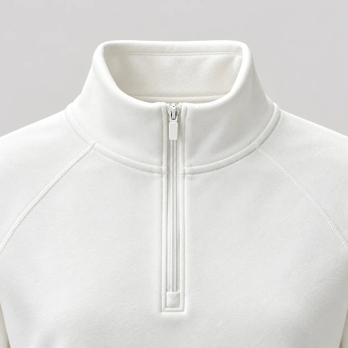 Fleece half-zip dames – gebroken wit, kraag en gesloten rits