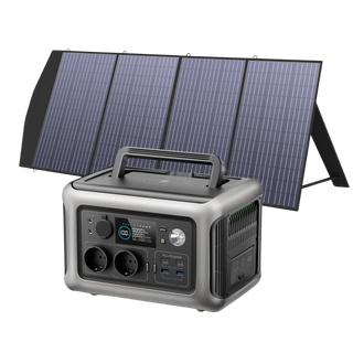 allpowers draagbare powerstation 600w met 200w zonnepaneel voor camper
