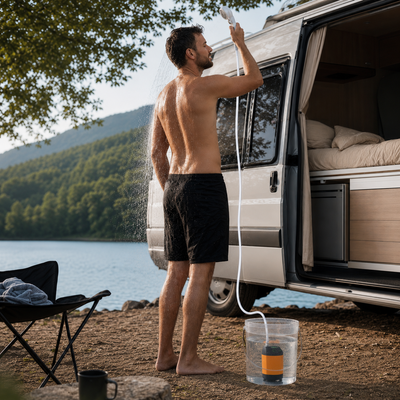 campingdouche elektrisch en water dicht
