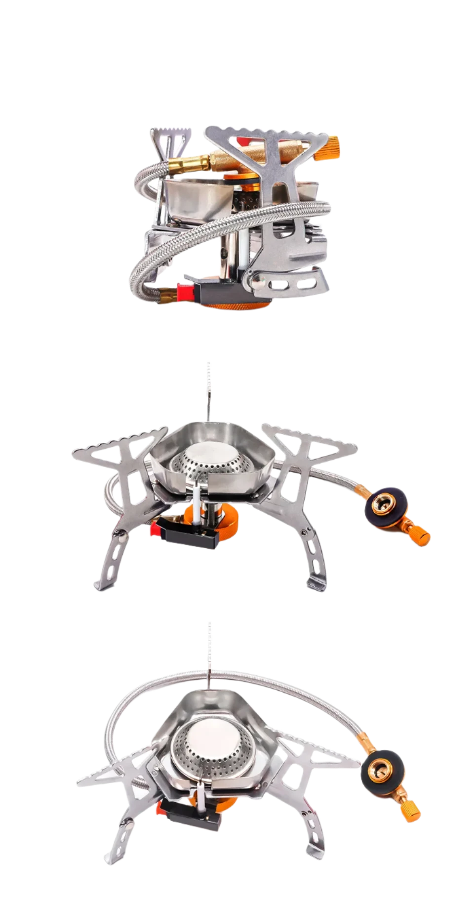 Foldable stove unfolded and folded