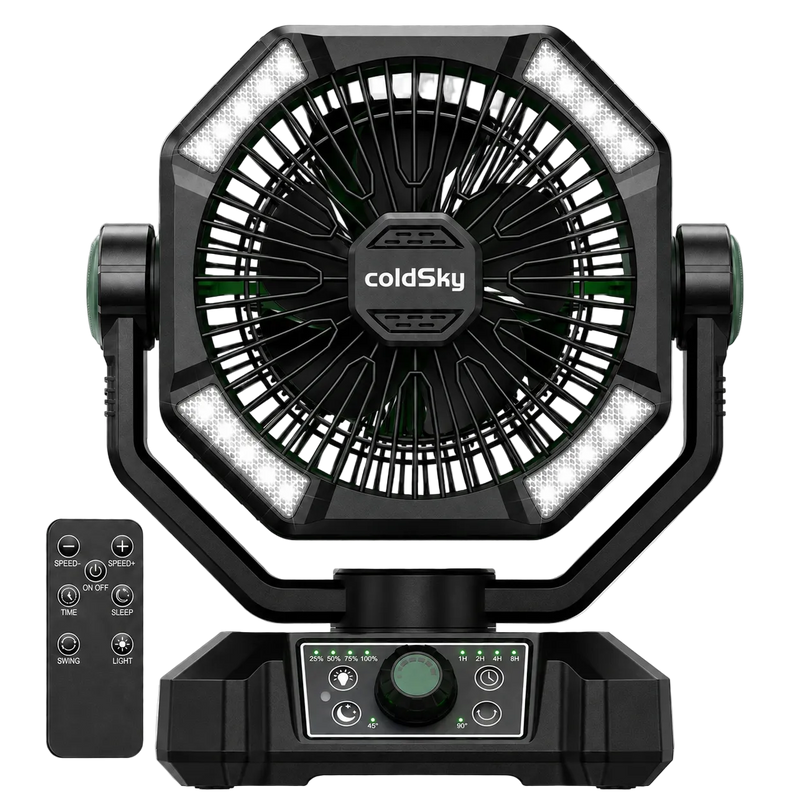 Campingventilator 20.000 mAh met LED-lamp en powerbank