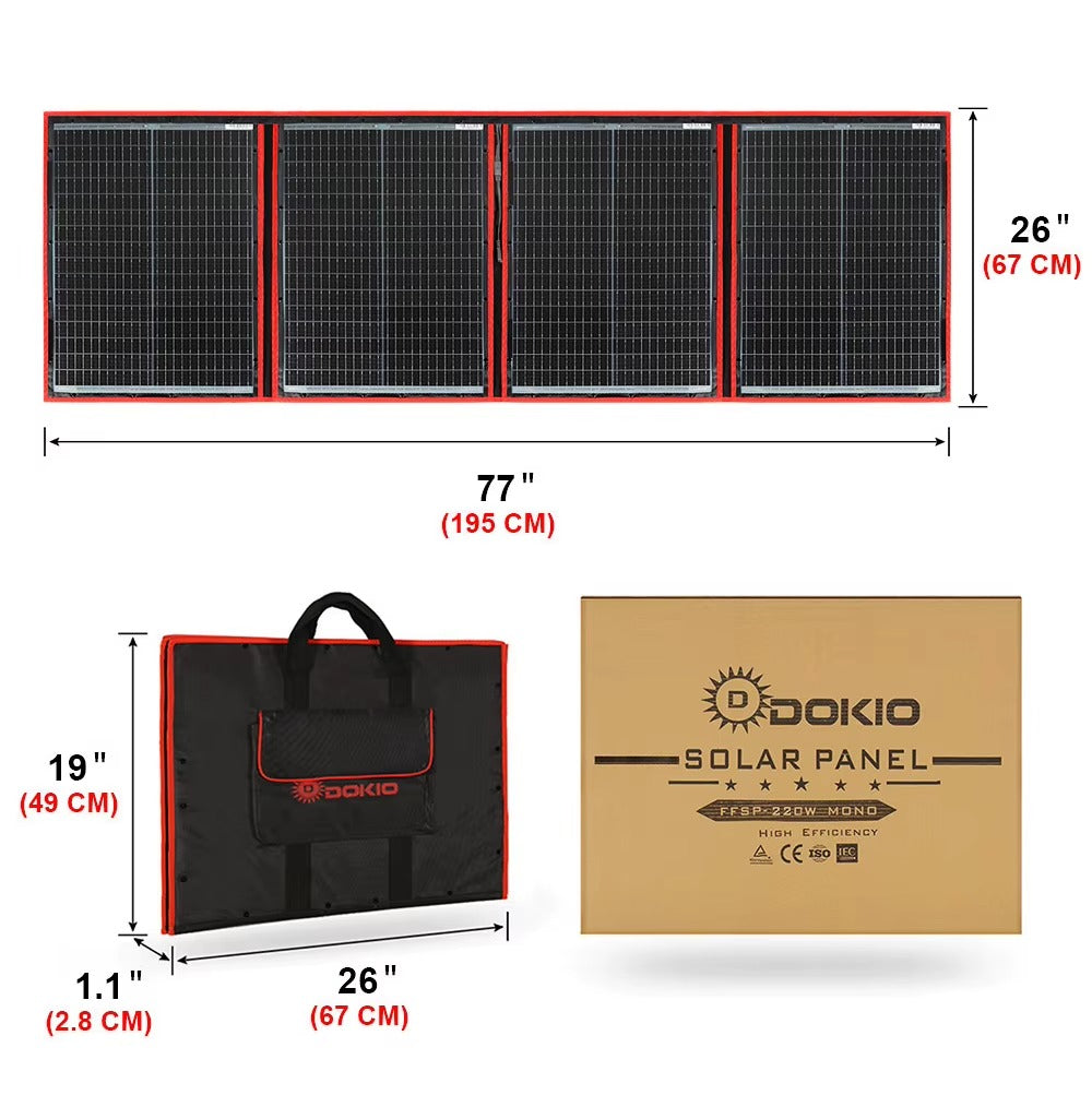 Dokio Draagbare Zonnepaneel 200W | Opvouwbaar zonnepaneel