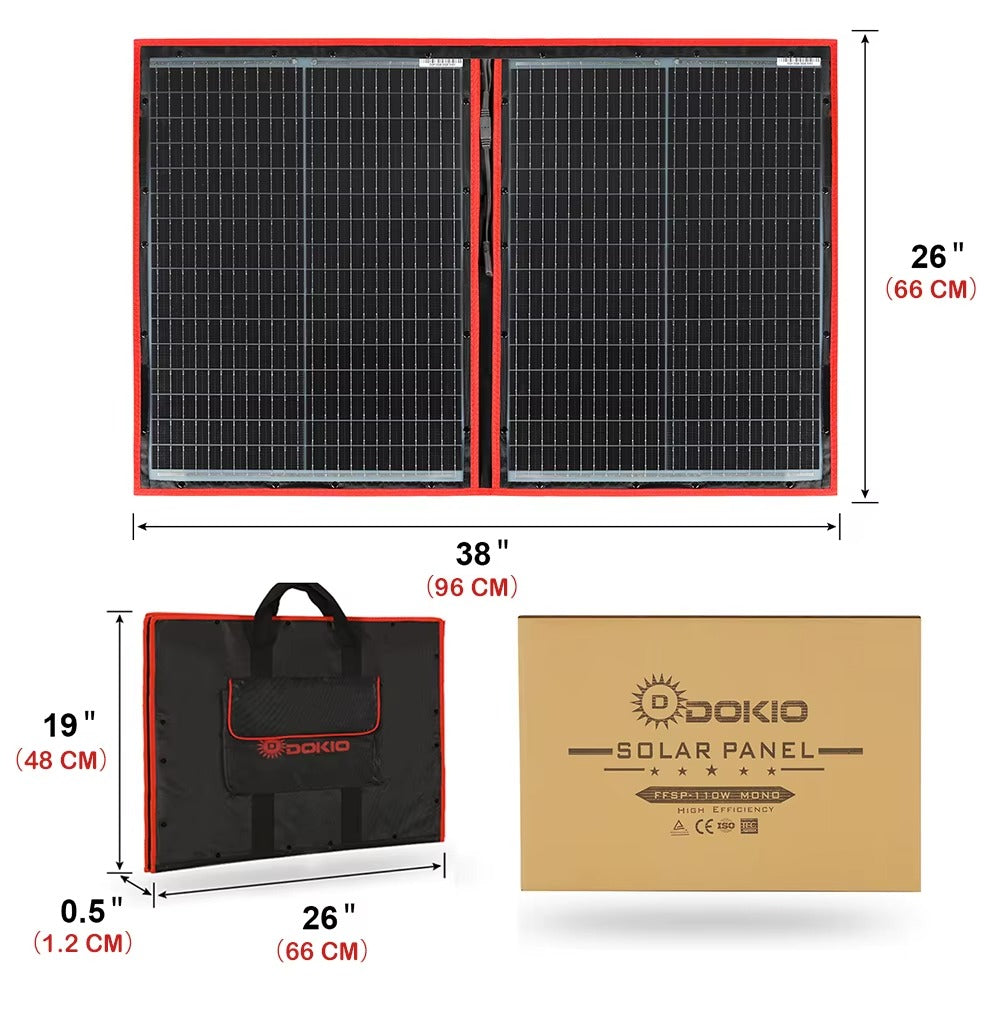 Dokio Draagbare Zonnepaneel 100W | Opvouwbaar zonnepaneel