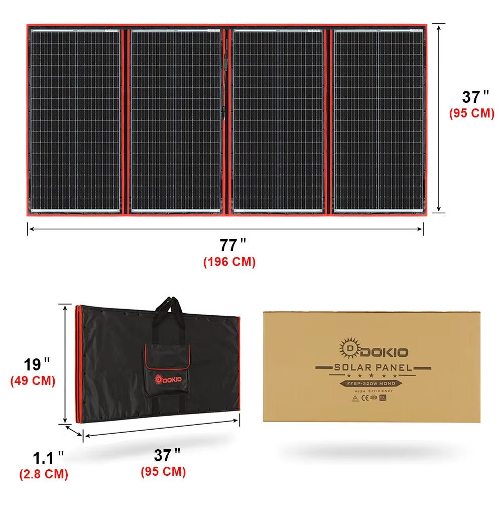 Tragbares Dokio-Solarpanel 300 W | Faltbares Solarpanel