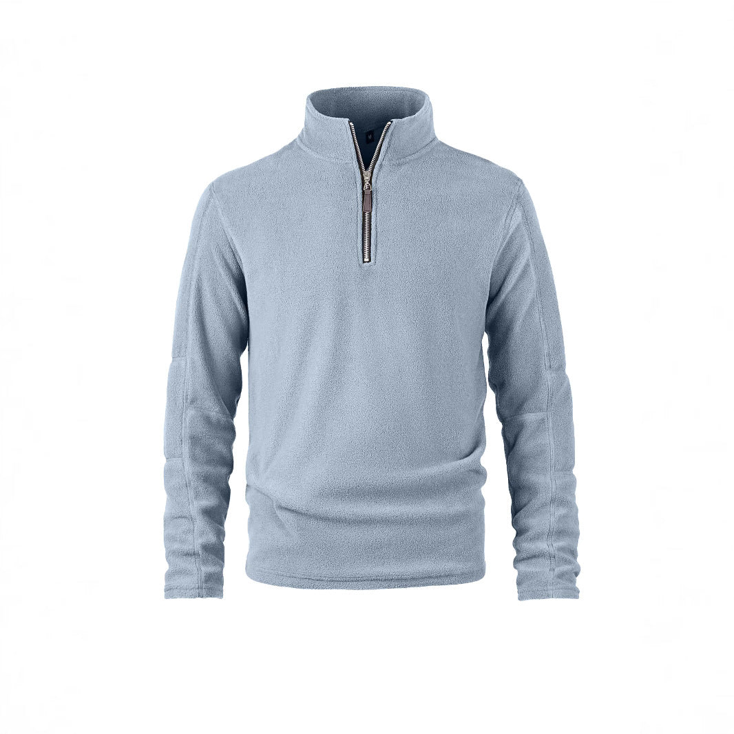 Lichtblauwe fleece trui met halve rits