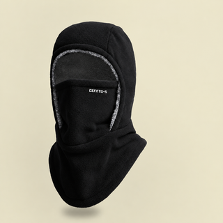 Zwarte fleece bivakmuts met mondmasker