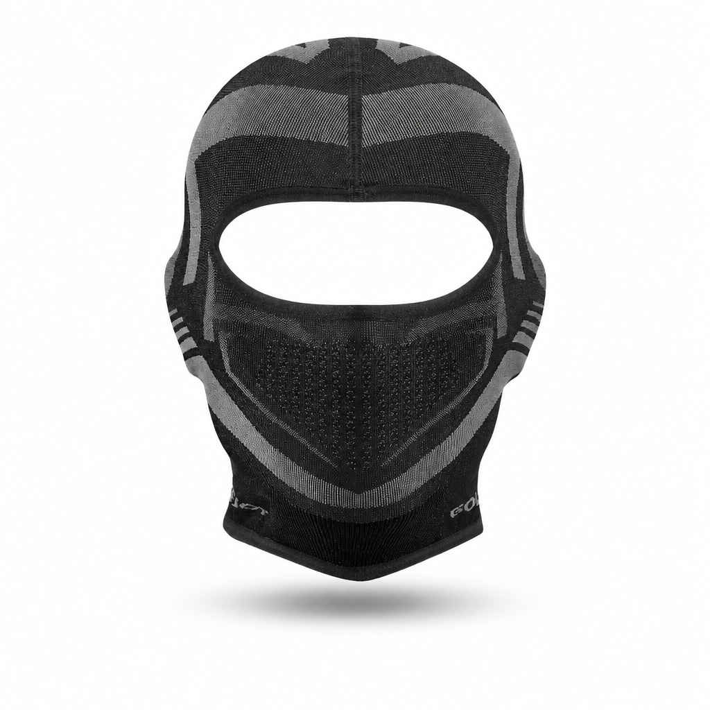 Korte warme balaclava in zwart en grijs