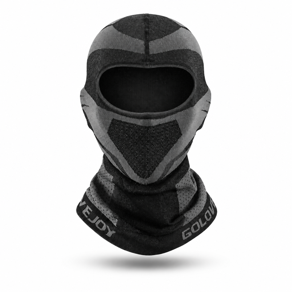 Middellange warme balaclava in zwart en grijs