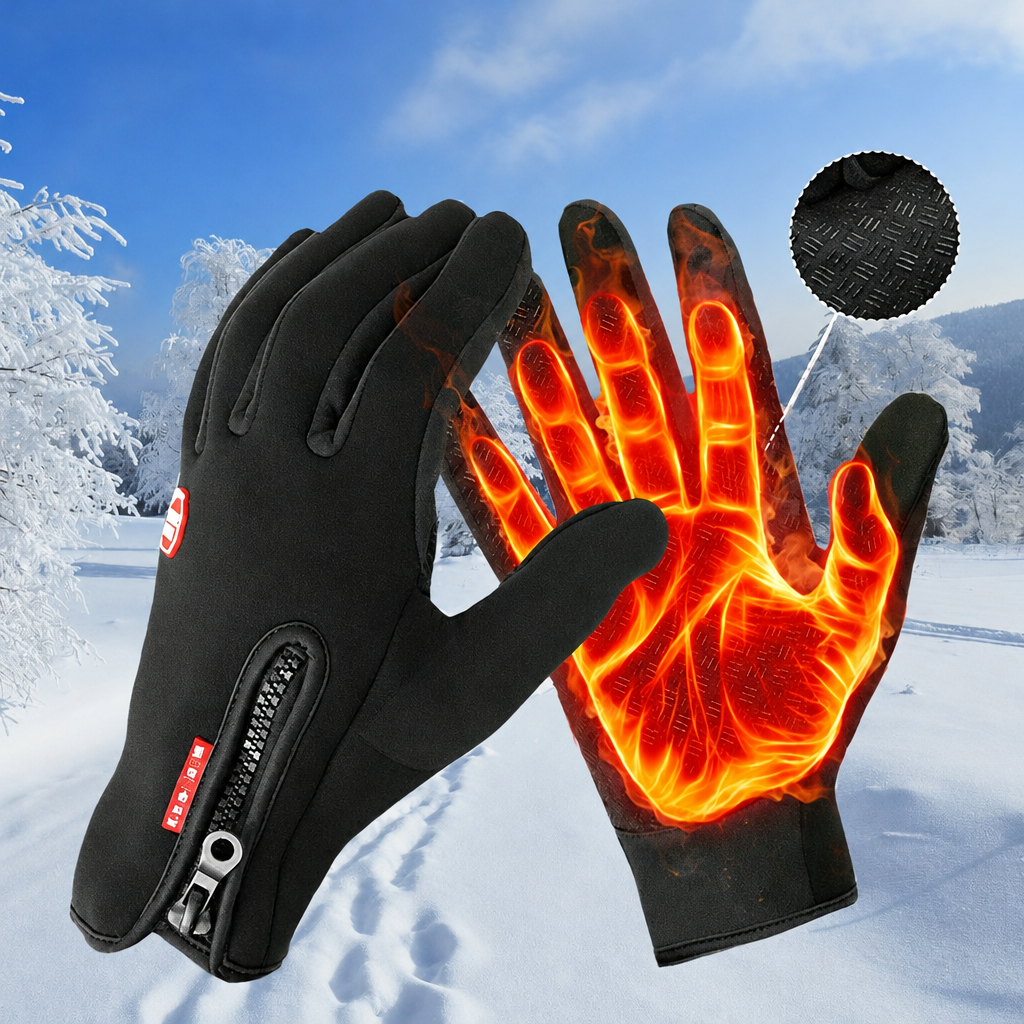 Zwarte winterhandschoenen met touchscreen-vingertoppen en warme voering