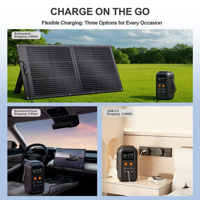 Powerstation 200W 60,000mAh LiFePO4 - Portable with Solar Panel Support 