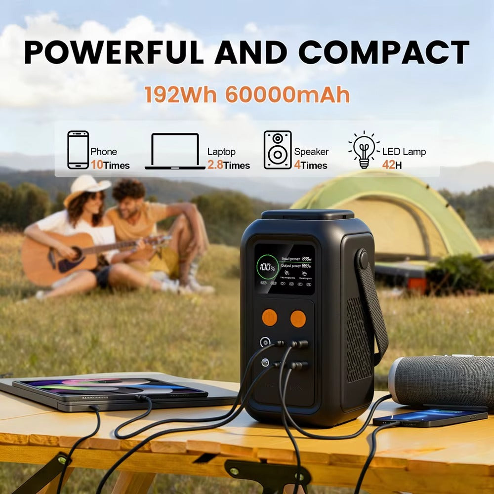 Powerstation 200W 60,000mAh LiFePO4 - Portable with Solar Panel Support 