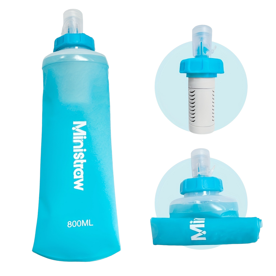 Ministraw Waterfilter - Opvouwbare waterfles met filter - 800ml