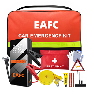 noodpakket auto voor onderweg met luchtcompressor en jumpstarter