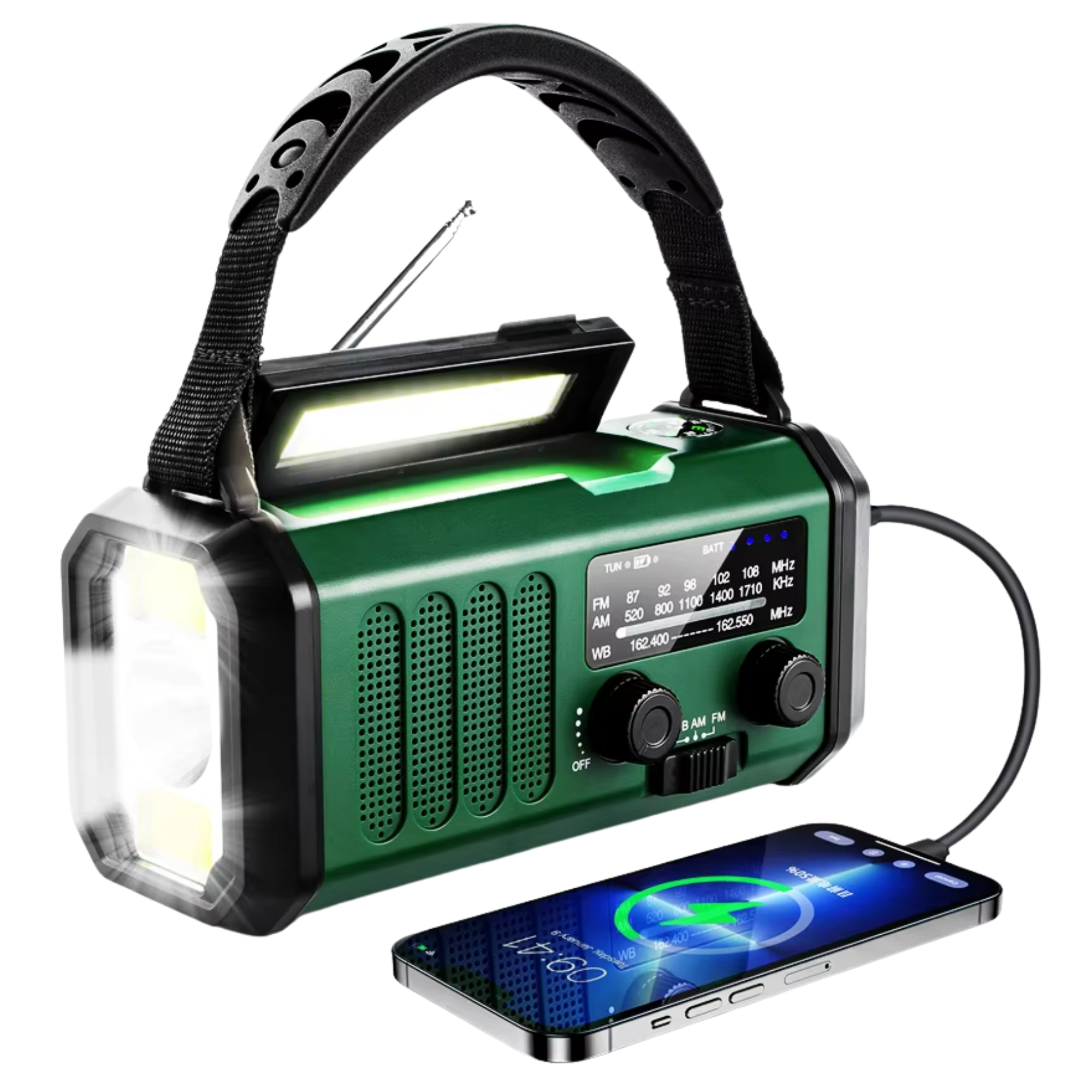 Emergency Radio Wind-Up and Solar Powered - Powerbank 10,000mAh Flashlight