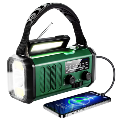 Emergency Radio Wind-Up and Solar Powered - Powerbank 10,000mAh Flashlight