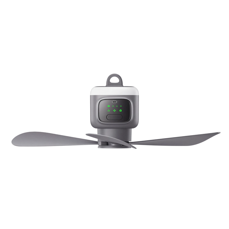 Plafondventilator - oplaadbaar met LED-lamp voor camping - 12.000 mAh