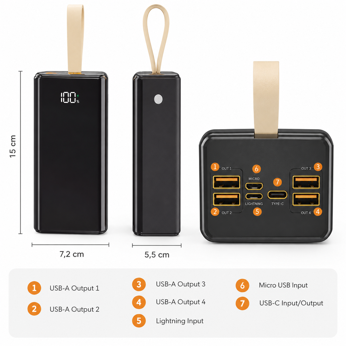 powerbank 100000 mah met usb c voor outdoor