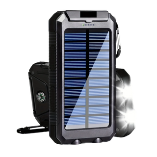 powerbank op zonne energie 20.000 mah met zaklamp en fast charge