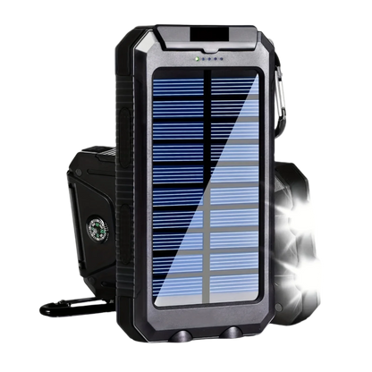 powerbank op zonne energie 20.000 mah met zaklamp en fast charge