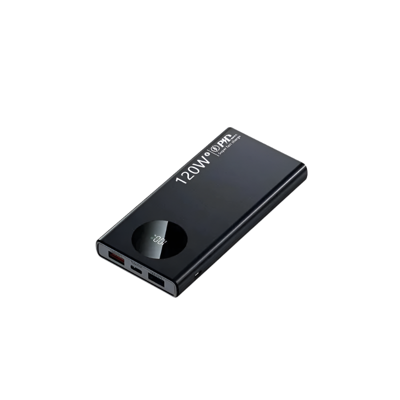 Schwarze 30.000-mAh-Powerbank mit USB-C-Eingang