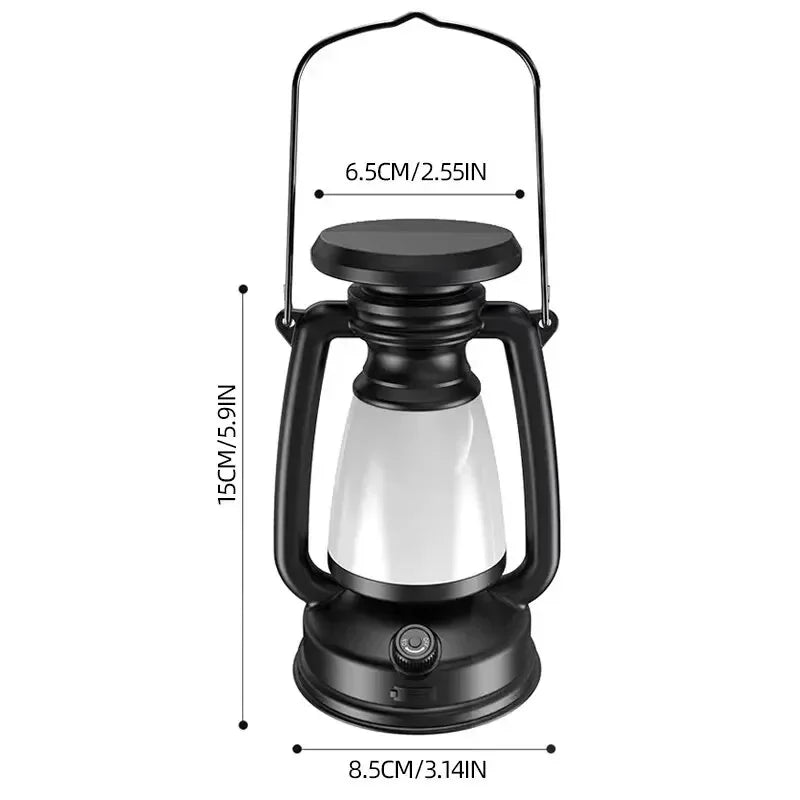 Retro-Campinglampe mit Maßen