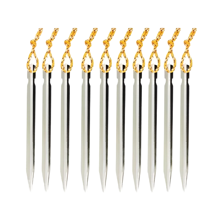 tentharingen en grondpinnen in het zilver