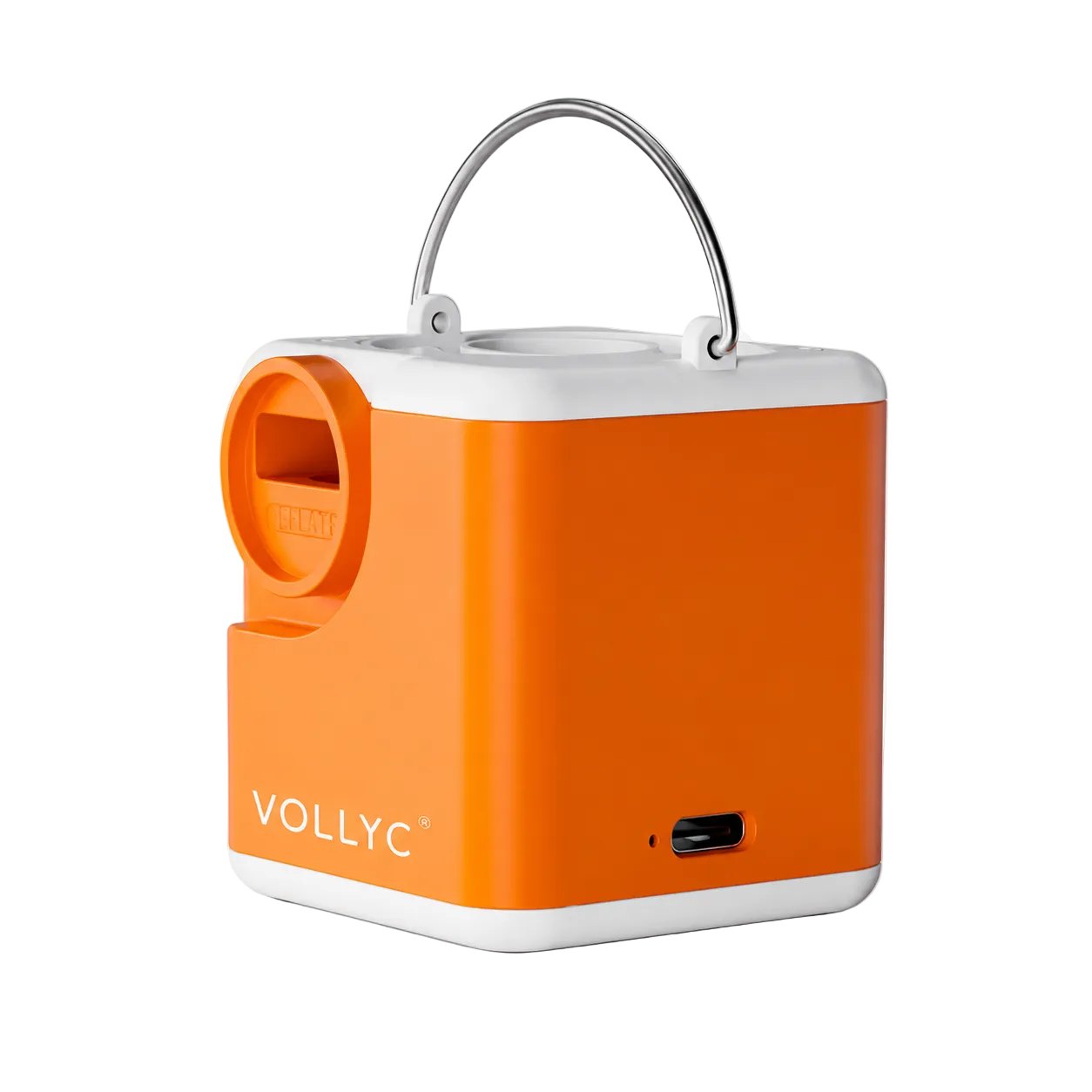 VOLLYC elektrische vacuümpomp in oranje op witte achtergrond