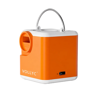 VOLLYC elektrische vacuümpomp in oranje op witte achtergrond