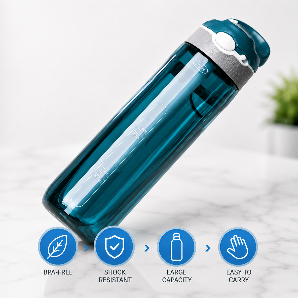 Waterfilter Drinkfles 750 ml BPA-vrij