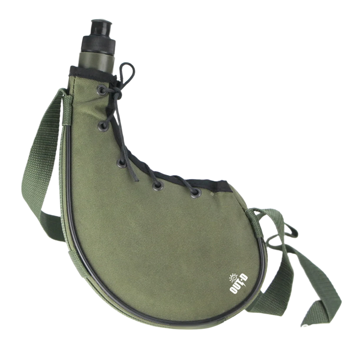 Khaki 800 ml water bag with shoulder strap